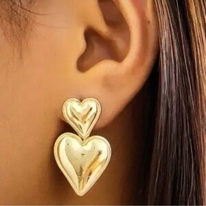 Double Heart Drop Earrings
